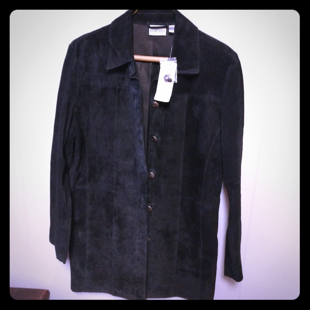 New* Black suede Chico's leather jacket